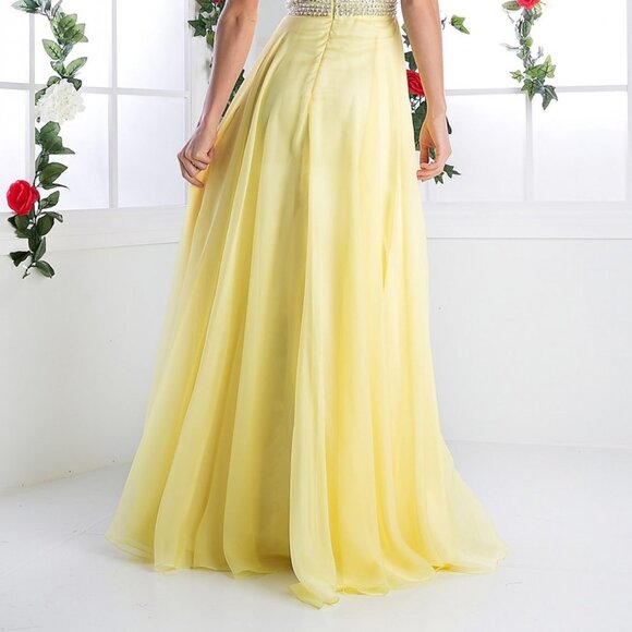 Illusion Halter Neck A-Line Evening Dress CD8107 - Picture 3 of 5